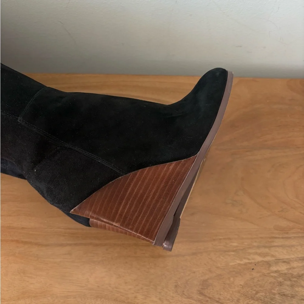 Vince Camuto Granta Over the Knee Wedge Boots Black Suede Size 5 NWOT